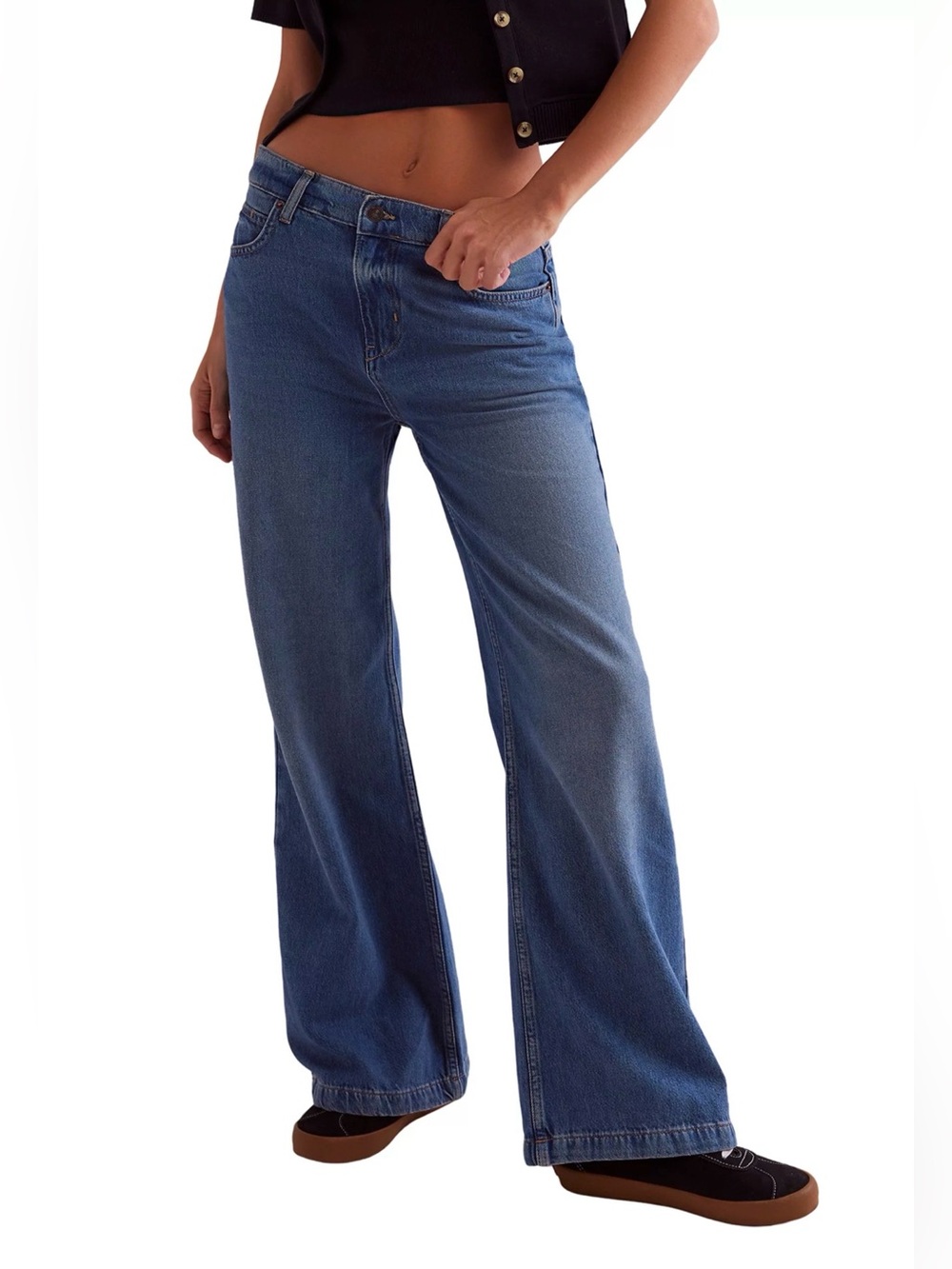 FREE PEOPLE We The Free Stride Straight ‘N Wide Jeans. Color- Walk Away.